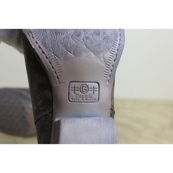 New Circle G by Corral Boots 7 Brown Leather Distressed Harness Studs Western - Picture 12 of 13